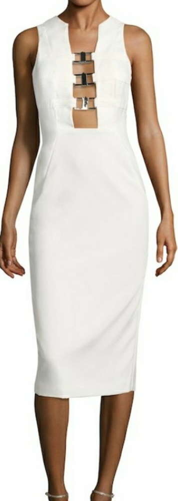 AQAQ Climax midi stunning white dress